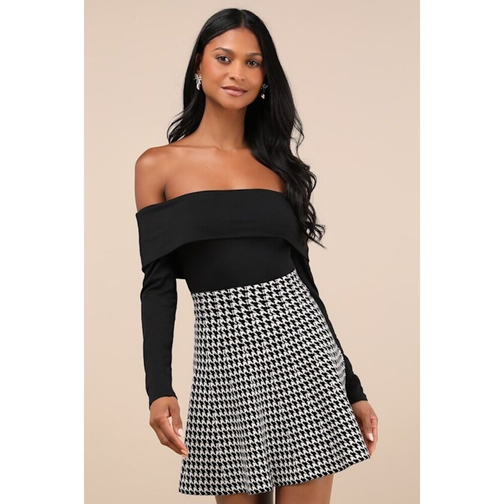 Lulus Classic Composure Black Off-the-shoulder Long Sleeve Top - Size S